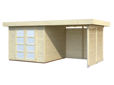 Palmako Blockbohlenhaus Lara 6,0+5,9 m² 28 mm naturbelassen