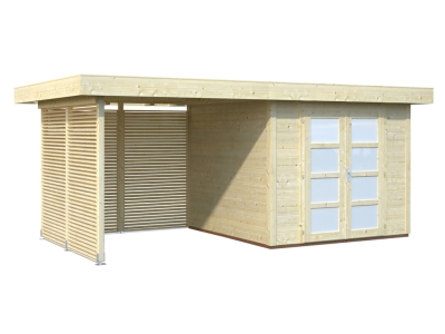 Palmako Blockbohlenhaus Lara 6,0+5,9 m² 28 mm naturbelassen
