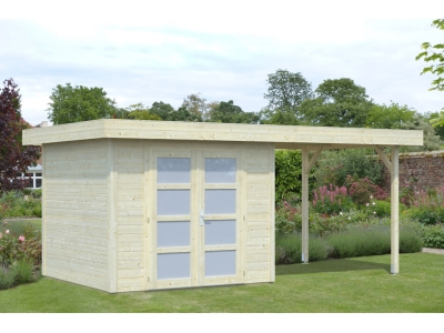 Palmako Blockbohlenhaus Lara 6,0+5,9 m² 28 mm naturbelassen