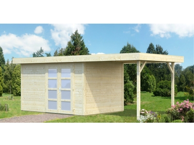 Palmako Blockbohlenhaus Lara 8,4+5,9 m² 28 mm naturbelassen