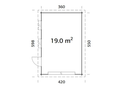 Palmako Garage Rasmus 19,0 m² mit Sektionaltor 44 mm naturbelassen