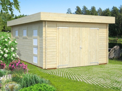 Palmako Garage Rasmus 19,0 m² mit Holztor 44 mm naturbelassen