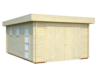 Palmako Garage Rasmus 19,0 m² mit Holztor 44 mm naturbelassen