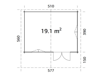 Palmako Blockbohlenhaus Sally 19,1 m² 44 mm naturbelassen