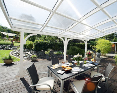Skan Holz Terrassenüberdachung Venezia mit Mittelpfosten Breite 434 cm in 4 Grössen