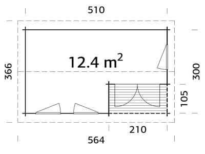 Palmako Blockbohlenhaus Susanna 12,4 m² 44 mm naturbelassen