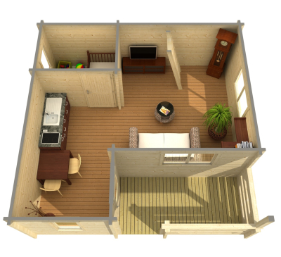 Weka Weekendhaus 702 mit Schlafboden - 70 mm