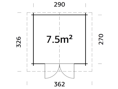 Palmako Blockbohlenhaus Tina 7,5 m² 34 mm mit Metalldach