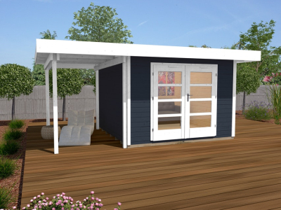 Weka Designhaus 126 A+ inkl. 150 cm Anbau und extra hoher Tür - 28 mm Grösse 2