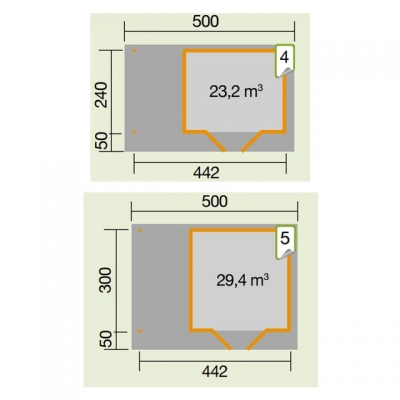 Weka Designhaus 126 A+ inkl. 150 cm Anbau und extra hoher Tür - 28 mm Grösse 1