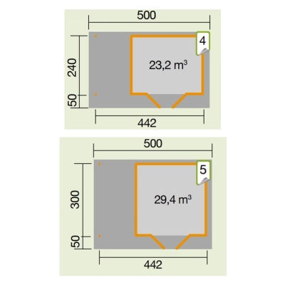 Weka Designhaus 126 A+ inkl. 150 cm Anbau und extra hoher Tür - 28 mm Grösse 2