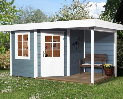 Weka Designhaus 213 A+ inkl. 150 cm Anbau und extra hoher Tür - 28 mm Grösse 1