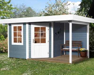 Weka Designhaus 213 A+ inkl. 150 cm Anbau und extra hoher Tür - 28 mm Grösse 2