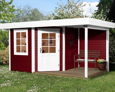 Weka Designhaus 213 A+ inkl. 150 cm Anbau und extra hoher Tür - 28 mm Grösse 2