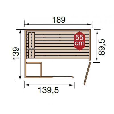 Weka Sauna Valida Eck 1 mit Glastür- Massivholzsauna 38 mm