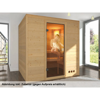 Karibu Woodfeeling Sauna ANJA - 38 mm Massivholz Fronteinstieg