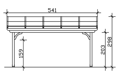 Terrassenüberdachung Verona 541 x 289 cm, Leimholz, natur + 4 Lasuren nach Wahl