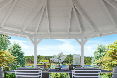 Skanholz Pavillon Nancy 3, Leimholz, weiss