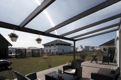 Terrassenüberdachung Genua 434 x 357 cm, Aluminium, weiss oder anthrazit