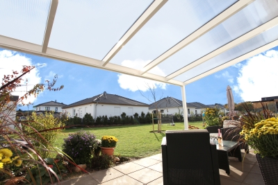 Terrassenüberdachung Genua 434 x 257 cm, Aluminium, weiss oder anthrazit