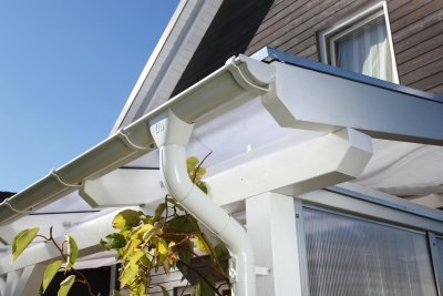 Regenrinnen-Set 324 cm, Stahl, verzinkt u. weiss beschichtet