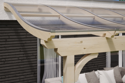 Terrassenüberdachung Verona 541 x 289 cm, Leimholz, natur + 4 Lasuren nach Wahl