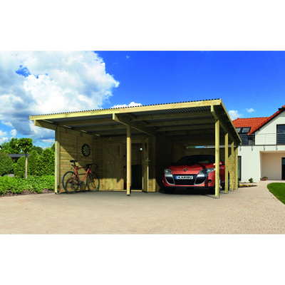 Karibu Doppelcarport Eco mit integriertem Abstellraum 2