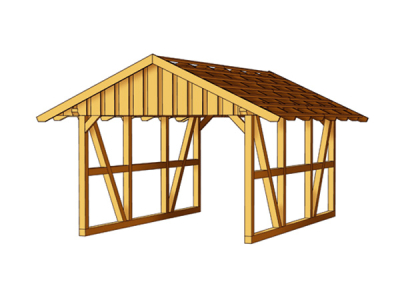 Fachwerk-Carport mit Dachschalung Einzel-Carport B 424 x T 600cm