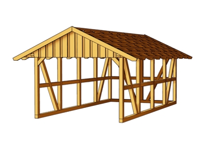 Fachwerk-Carport mit Dachschalung Einzel-Carport B 424 x T 600cm