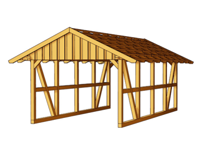 Fachwerk-Carport mit Dachschalung Einzel-Carport B 424 x T772cm