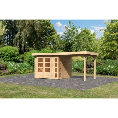 Karibu Woodfeeling Gartenhaus Kerko 3/4 mit 240 cm Schleppdach - 19 mm