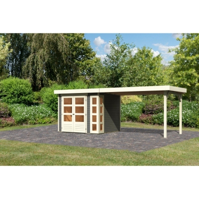 Karibu Woodfeeling Gartenhaus Kerko 3/4 mit 280 cm Schleppdach - 19 mm