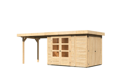 Karibu Woodfeeling Gartenhaus Retola 2/3/4/5/6 inkl. Anbauschrank u. 280 cm Schleppdach