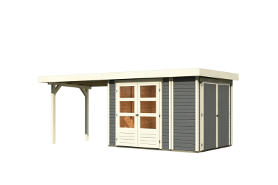 Karibu Woodfeeling Gartenhaus Retola 2/3/4/5/6 inkl. Anbauschrank u. 280 cm Schleppdach