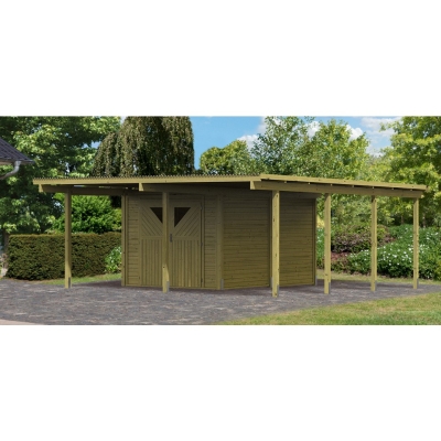 Karibu Doppelcarport Eco mit integriertem Abstellraum 2