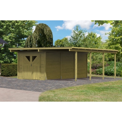 Karibu Doppelcarport Eco 2 mit grossem Abstellraum