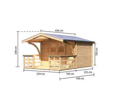 Karibu Gartenhaus Bayreuth 3 inkl. Vordach und Terrasse