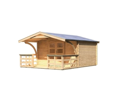 Karibu Gartenhaus Bayreuth 5 mit Vordach und Terrasse