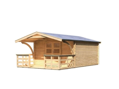 Karibu Gartenhaus Bayreuth 6 mit Vordach und Terrasse