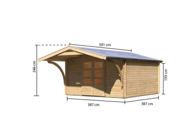 Karibu Gartenhaus Bayreuth 6 mit Vordach