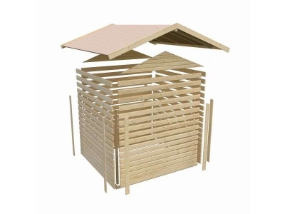 Karibu Gartenhaus Mühlheim 5 natur mit Vordach 1,8 m inkl. Terrasse