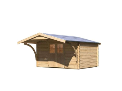 Karibu Gartenhaus Mühlheim 5 natur mit Vordach 1,8 m