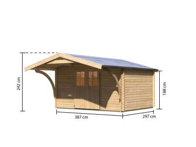 Karibu Gartenhaus Mühlheim 5 natur mit Vordach 1,8 m