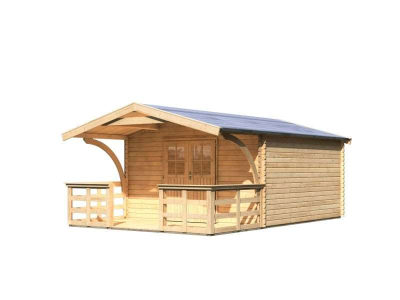 Karibu Gartenhaus Mühlheim 6 natur mit Vordach 1,8 m inkl. Terrasse