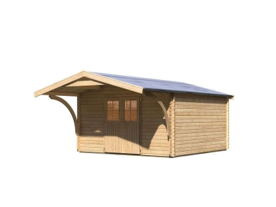 Karibu Gartenhaus Mühlheim 6 natur mit Vordach 1,8 m