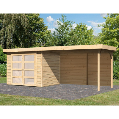 Karibu Gartenhaus Gerätehaus Mühlendorf  3 mit 280 cm Schleppdach + Rückwand - 19 mm