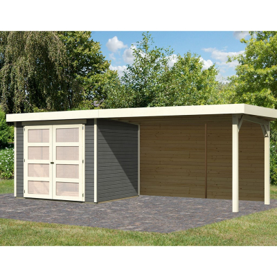 Karibu Gartenhaus Gerätehaus Mühlendorf  3 mit 280 cm Schleppdach + Rückwand - 19 mm