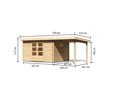 Karibu Gartenhaus Trittau 4 inkl. Anbaudach 2 m