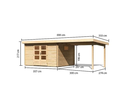 Karibu Gartenhaus Trittau 4 inkl. Anbaudach 3 m