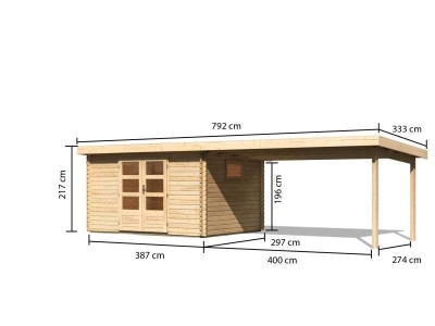 Karibu Gartenhaus Trittau 4 inkl. Anbaudach 4,4 m